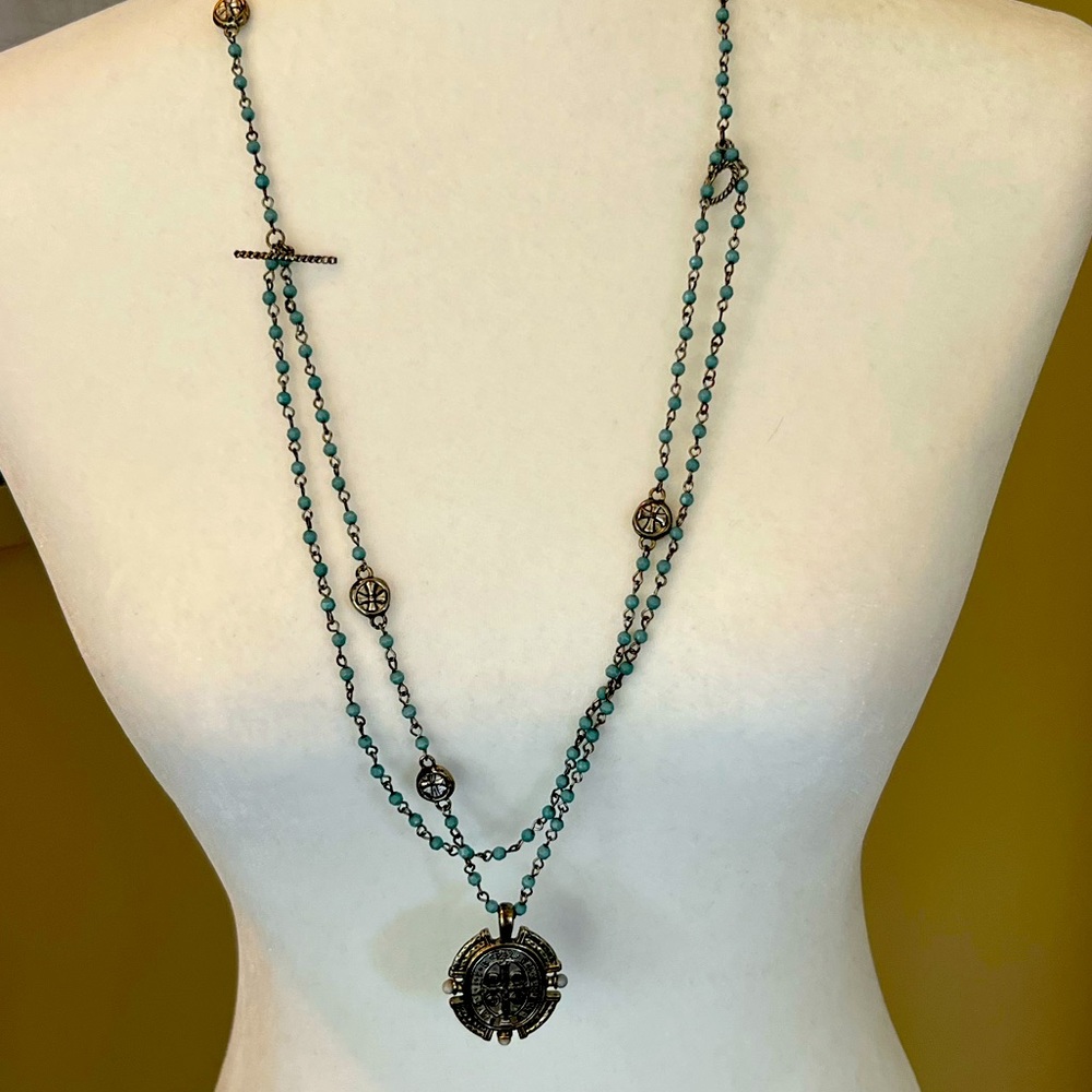 Imitation Virgins, Saints and Angels teal necklace.  Lots of compliments!  VSA